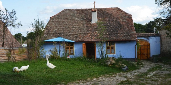 Viscri 32: White Barn and Blue House